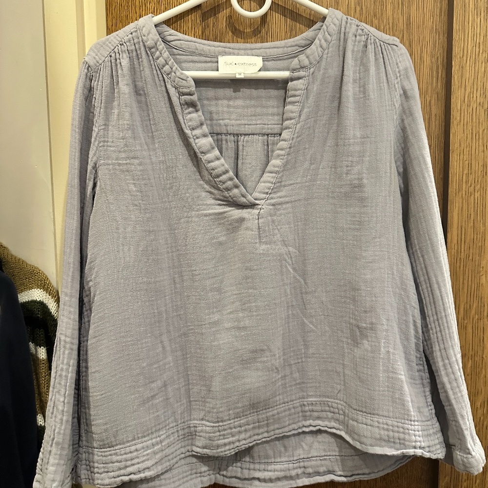 Sud Express Grey-Blue Long Sleeve Shirt
